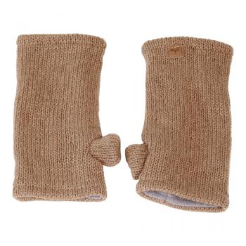 Ockerfarbene Pulswärmer Stulpen handgestrickt 100% Schafswolle mit Daumen aus Nepal